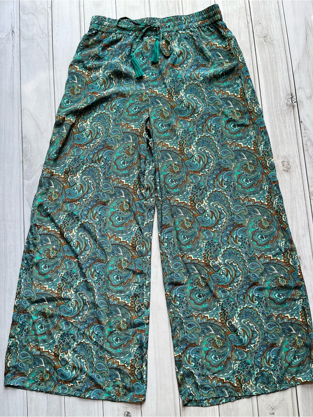 Philosophy Republic teal paisley wide leg pull on palazzo lounge pant.Size small - Picture 11 of 16